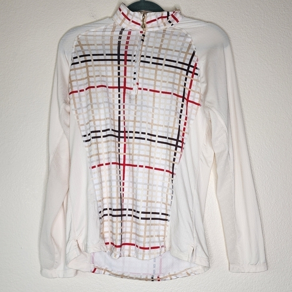 SanSoleil Ivory Lattice Plaid UPF 50 Mesh Zip Jacket N - Picture 2 of 5